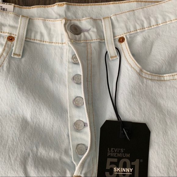 Levi's NEW 501 High Waist Skinny Light Wash Raw Hem Jeans - Picture 6 of 16